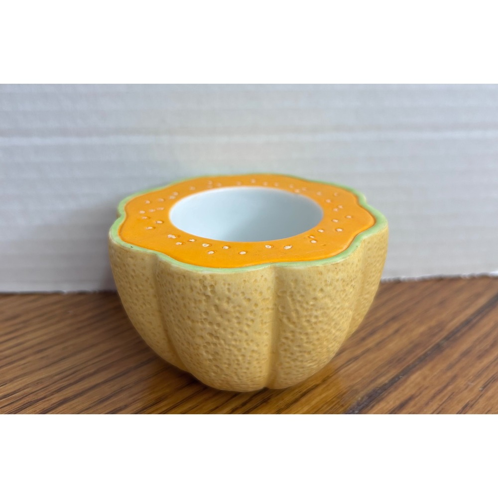 PartyLite Fruit Cantaloupe Papaya Ceramic Tealight Votive Candle Holder Tropical